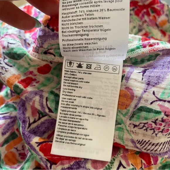 BA&SH Abo Floral Print Ecru White Multi High Waist Flowy Trouser Pants EUC Sz XS - Picture 10 of 12